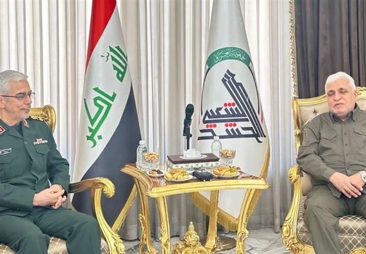 اللواء باقري يلتقى رئيس هيئة الحشد الشعبي في العراق