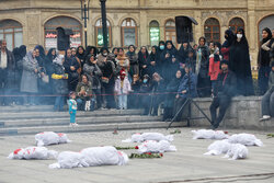 Pro-Palestine street theater in Hamedan