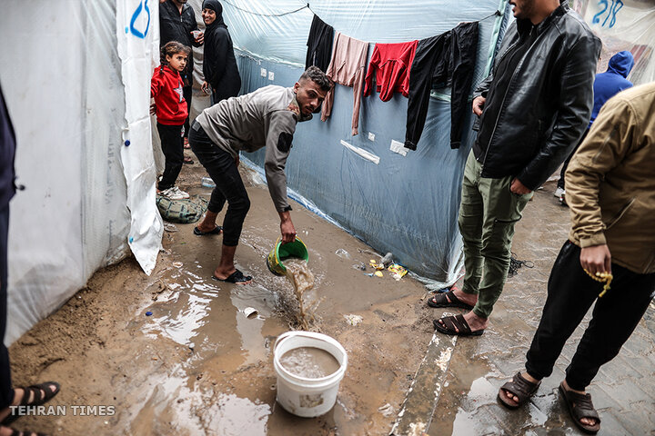 Harsh weather adds to hardships for Palestinians displaced by war