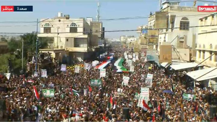راهپیمایی بزرگ مردم یمن در حمایت از غزه