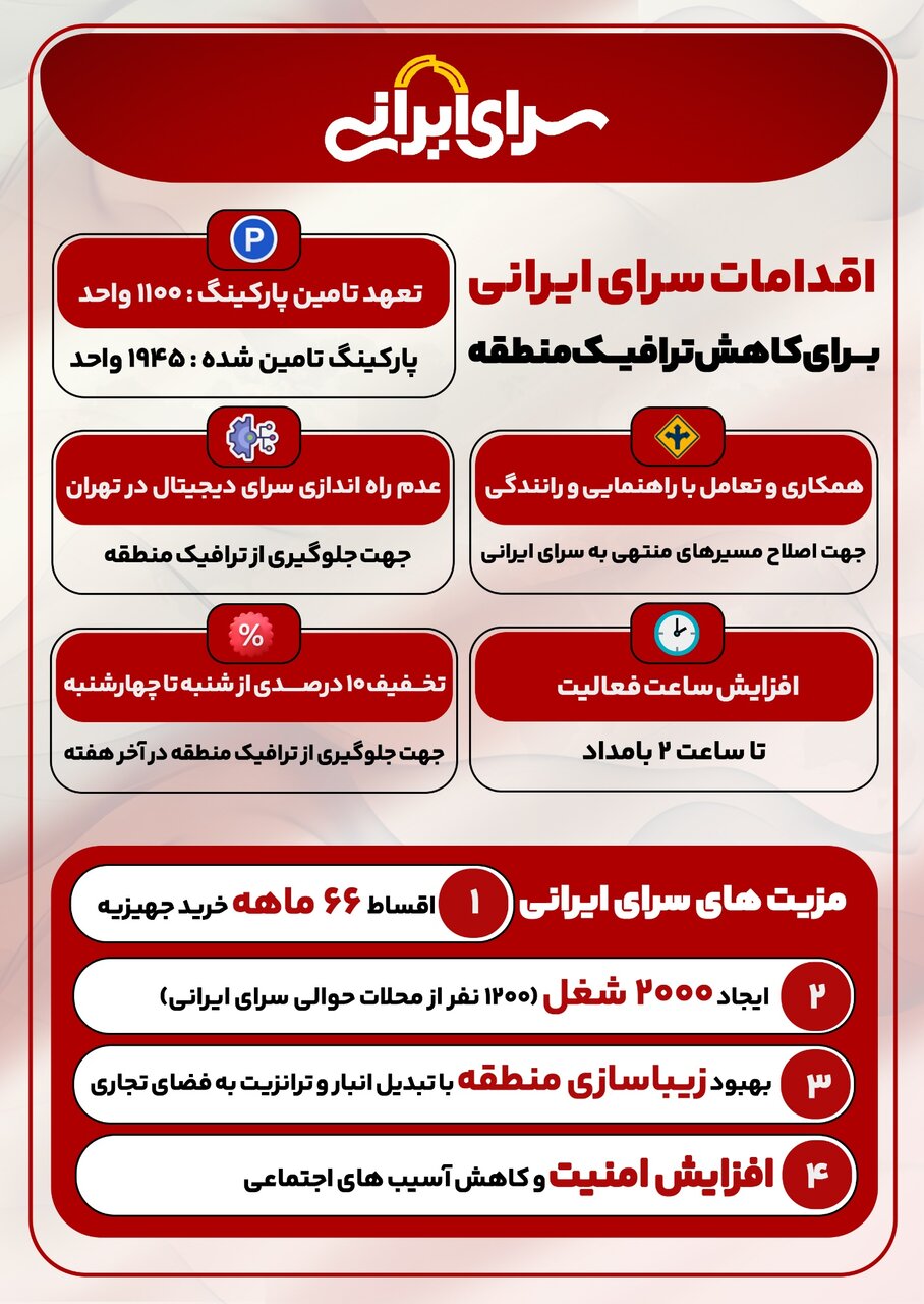 اقدامات «سرای ایرانی» برای کاهش ترافیک