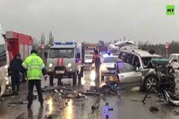 ۱۸ نفر در تصادف خودرو در جنوب روسیه کشته و زخمی شدند+ فیلم