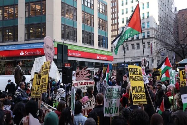 نیویارک میں فلسطین کے حامیوں کا زبردست احتجاج