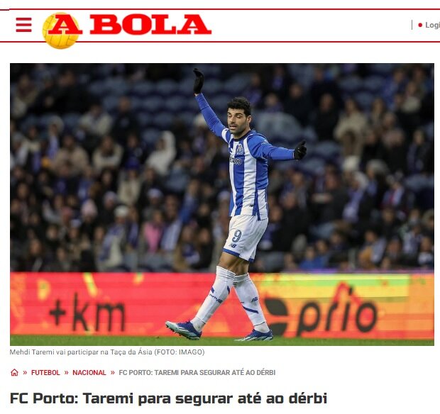 باشگاه پورتو: طارمی تا دیدار برابر بوآویشتا در پرتغال خواهد ماند