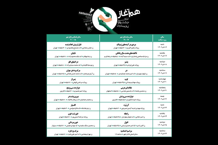 جدول اجراهای جشنواره تئاتر «هم آغاز» منتشر شد