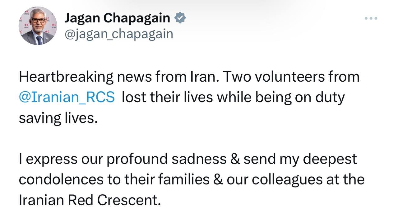 واکنش دبیرکل صلیب سرخ به جان باختن دو داوطلب هلال احمر