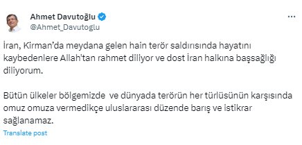 Türk yetkili ve siyasilerden İran'daki terör saldırısına tepkiler