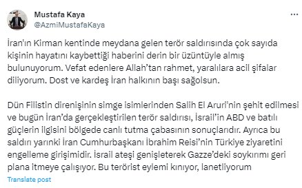 Türk yetkili ve siyasilerden İran'daki terör saldırısına tepkiler