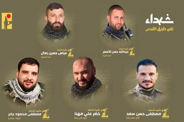 شهادت پنج رزمنده حزب‌الله در حملات اسراییل به جنوب لبنان