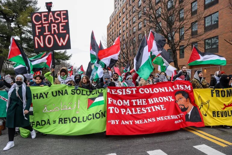 تظاهرات مردم آمریکا در شهر نیویورک در حمایت از غزه+ تصاویر