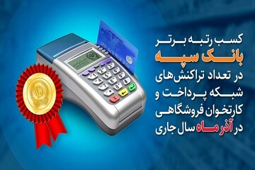 کسب رتبه برتر بانک سپه در تعدادتراکنش‌های شبکه پرداخت