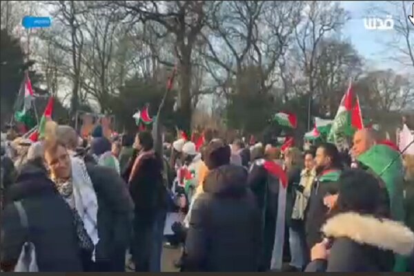Adalet Divanı önünde Filistin'e destek gösterisi
