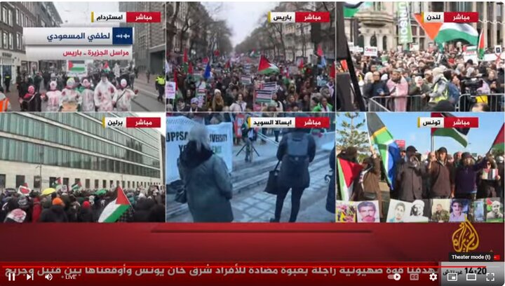 تظاهراتهای گسترده همبستگی با غزه در آسیاو اروپا+فیلمها و تصاویر تظاهراتهای گسترده همبستگی با غزه در آسیاو اروپا+فیلمها و تصاویر