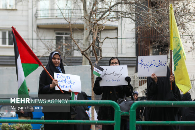 تجمع حقوقدانان انقلابی و طرح شکایت علیه جنایات رژیم جعلی صهیونیستی، یکشنبه ۲۴ دی ۱۴۰۲ مقابل دفتر سازمان ملل در تهران برگزار شد