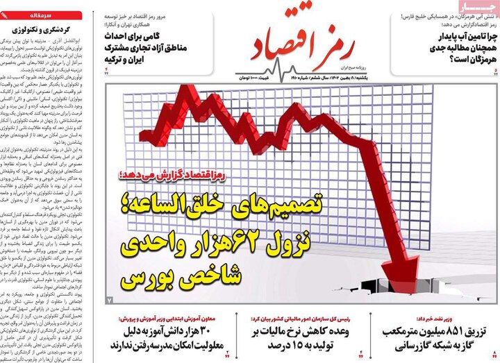 روزنامه‌های اقتصادی یکشنبه هشتم بهمن ۱۴۰۲