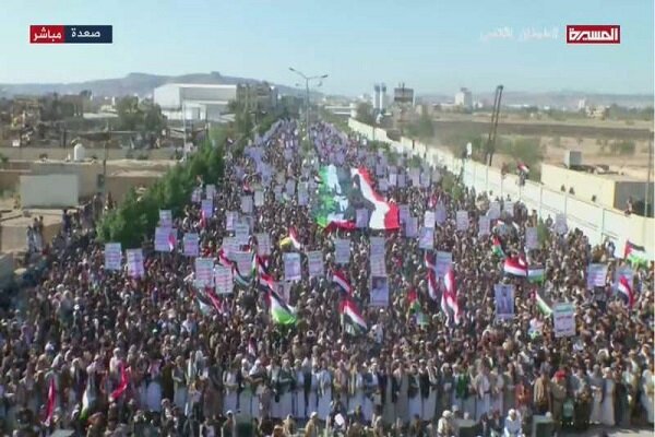 راهپیمایی عظیم مردم یمن در حمایت از غزه