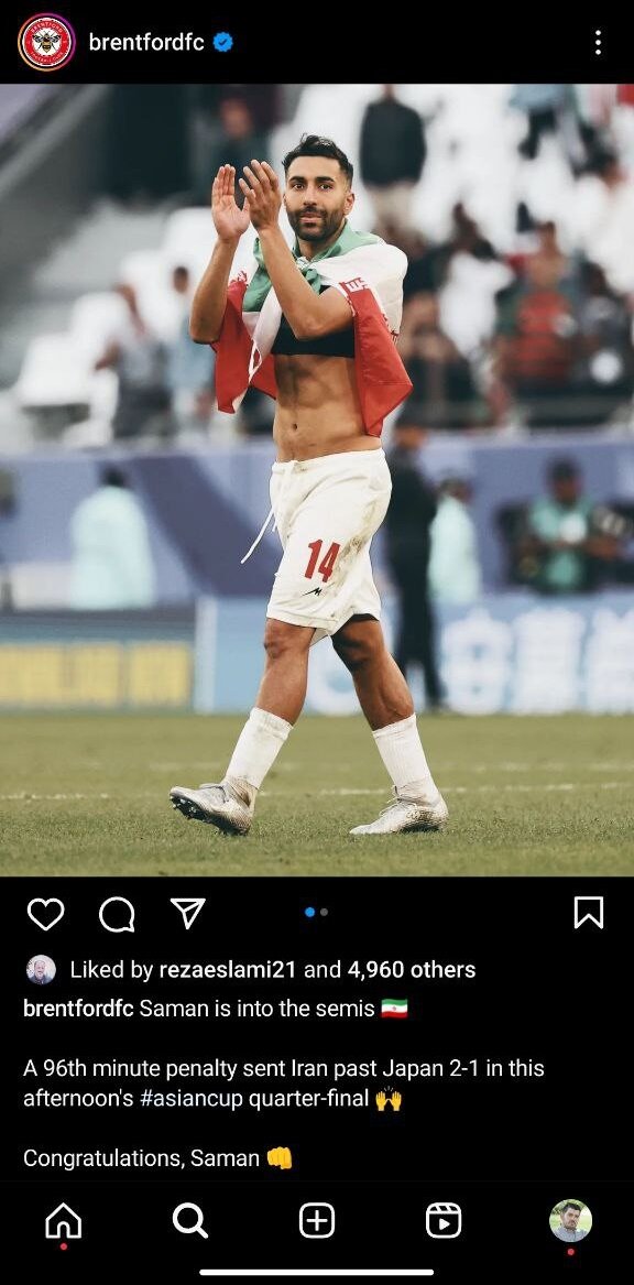 واکنش باشگاه «برنتفورد» به برد تیم ملی ایران