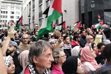 بیلجیم، غزہ کے عوام کی حمایت میں بڑے پیمانے پر مظاہرے