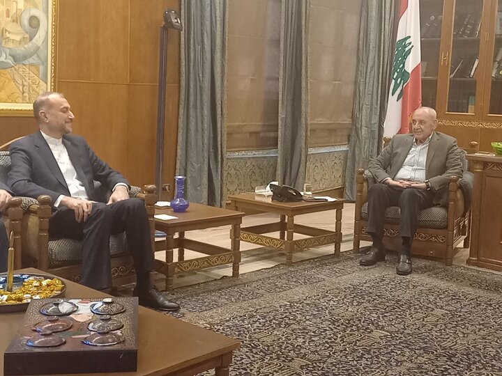 Emir Abdullahiyan, Lübnan Meclis Başkanı ile görüştü