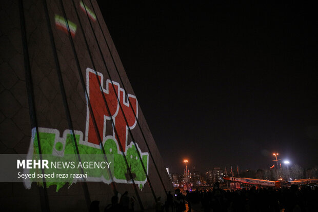 Azadi Tower lit with colors to mark Islamic Rev. anniversary
