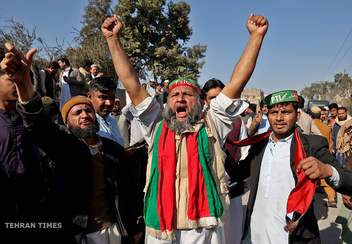 Supporters of Pakistan’s PTI protest for fair election results