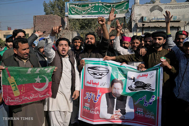 Supporters of Pakistan’s PTI protest for fair election results