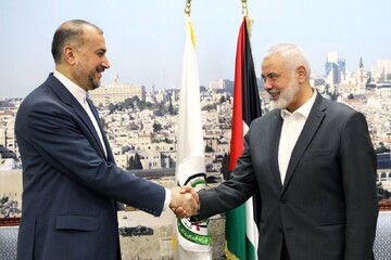 Iranian Foreign Minister Hossein Amir Abdollahian and Head of Hamas’ political bureau Ismail Haniyeh