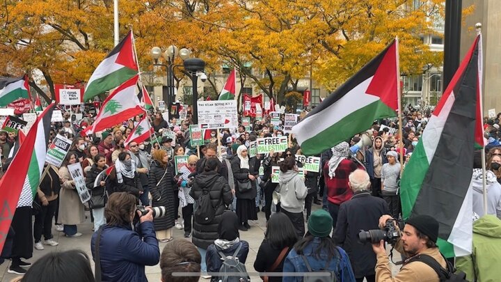 تظاهرات مردم کانادا در دفاع از غزه+ فیلم