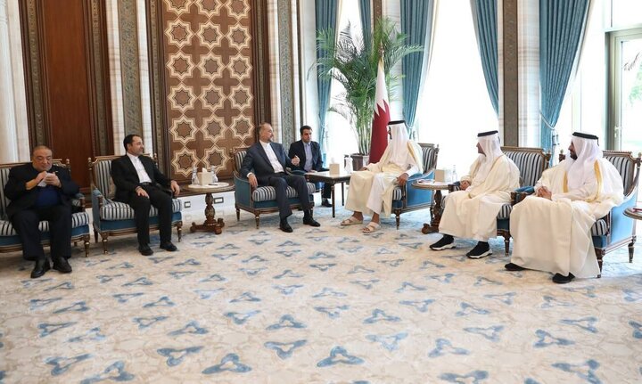 وزير الخارجية الإيراني يلتقي أمير قطر في الدوحة