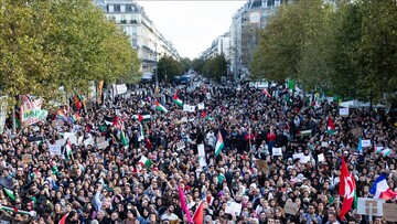 تظاهرات مردم فرانسه در حمایت از غزه+ فیلم