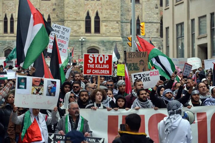 تظاهرات مردم کانادا در حمایت از غزه+ فیلم