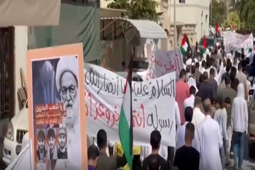 راهپیمایی گسترده مردم بحرین در حمایت از غزه+فیلم