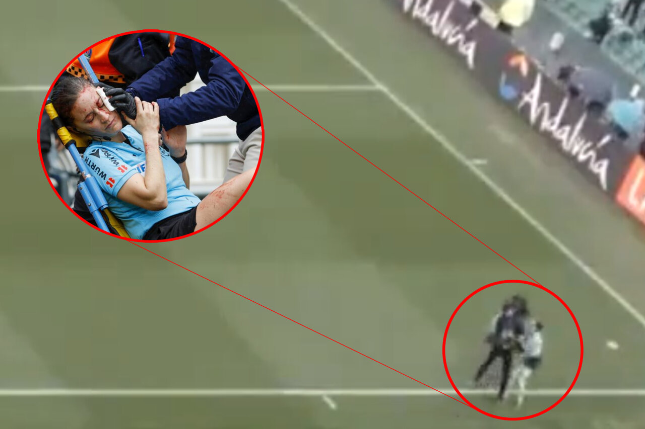 یک فیلمبردار در «لالیگا» کمک داور را راهی بیمارستان کرد