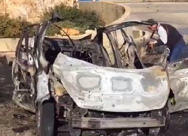 خودروی هدف قرار گرفته در حمله پهپادی رژیم صهیونیستی به جنوب لبنان