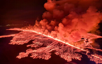 اعلام وضعیت اضطراری در ایسلند در پی چهارمین فوران آتشفشان از دسامبر ۲۰۲۳+ فیلم