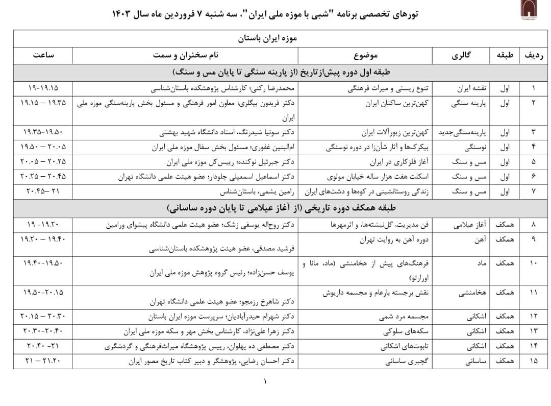 بازدید رایگان از موزه ملی تا ساعت ۲۲ امشب/اجرای برنامه های متعدد
