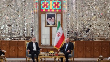 Iran parliament speaker meets with Ziad Al-Nakhale in Tehran