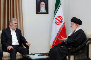 Ayatollah Seyyed Ali Khamenei, the Leader of the Islamic Revolution, met with Mr. Ziyad al-Nakhalah, the Secretary General of the Palestinian Islamic Jihad Movement, on March 28, 2024.