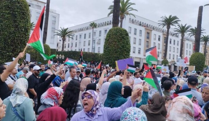 تظاهرات هزاران مغربی در ۵۲ شهر این کشور در حمایت از غزه