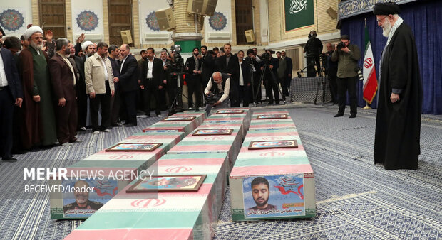 Leader leads funeral for seven IRGC military advisors