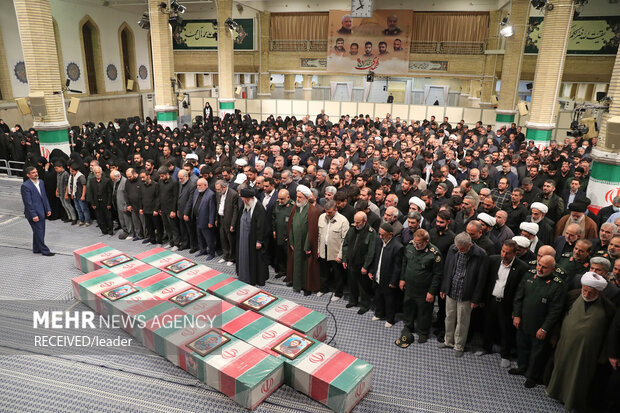 Leader leads funeral for seven IRGC military advisors