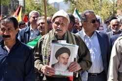 راهپیمایی روز جهانی قدس در شهرستان ثلاث باباجانی