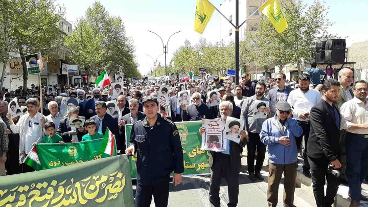 حضور مردم مؤمن و روزه‌دار کاشمر در راهپیمایی روز قدس