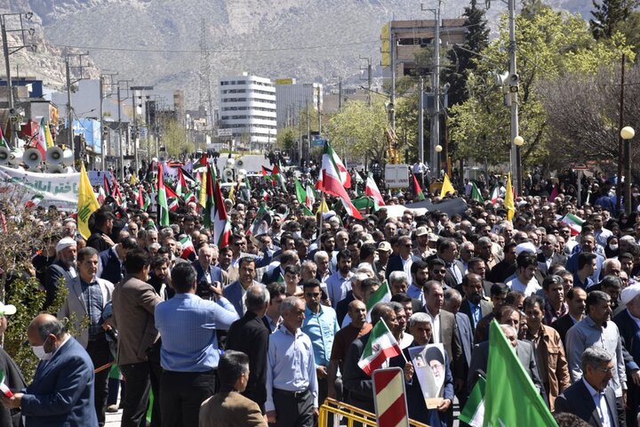 تصاویری از حضور باشکوه مردم ایلام در راهپیمایی روز قدس 