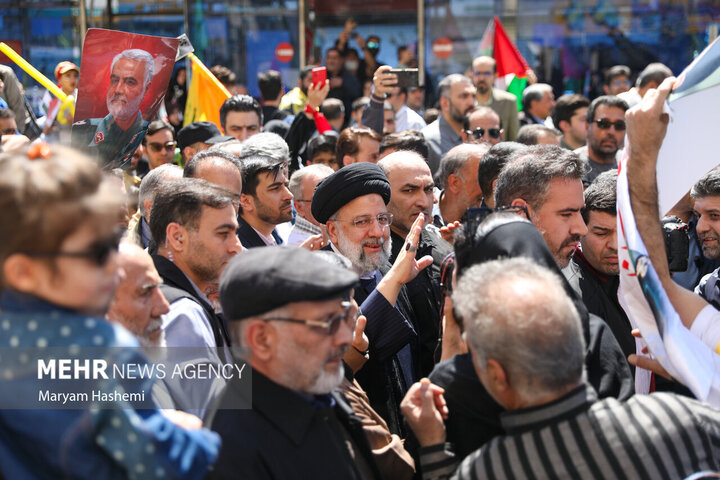 حجت الاسلام سید ابراهیم رئیسی رئیس جمهور در راهپیمایی روز قدس