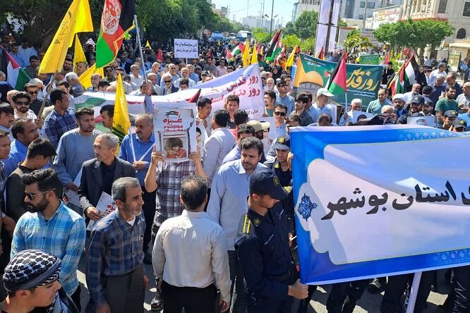 راهپیمایی روز جهانی قدس با حضور گسترده مردم در بوشهر برگزار شد