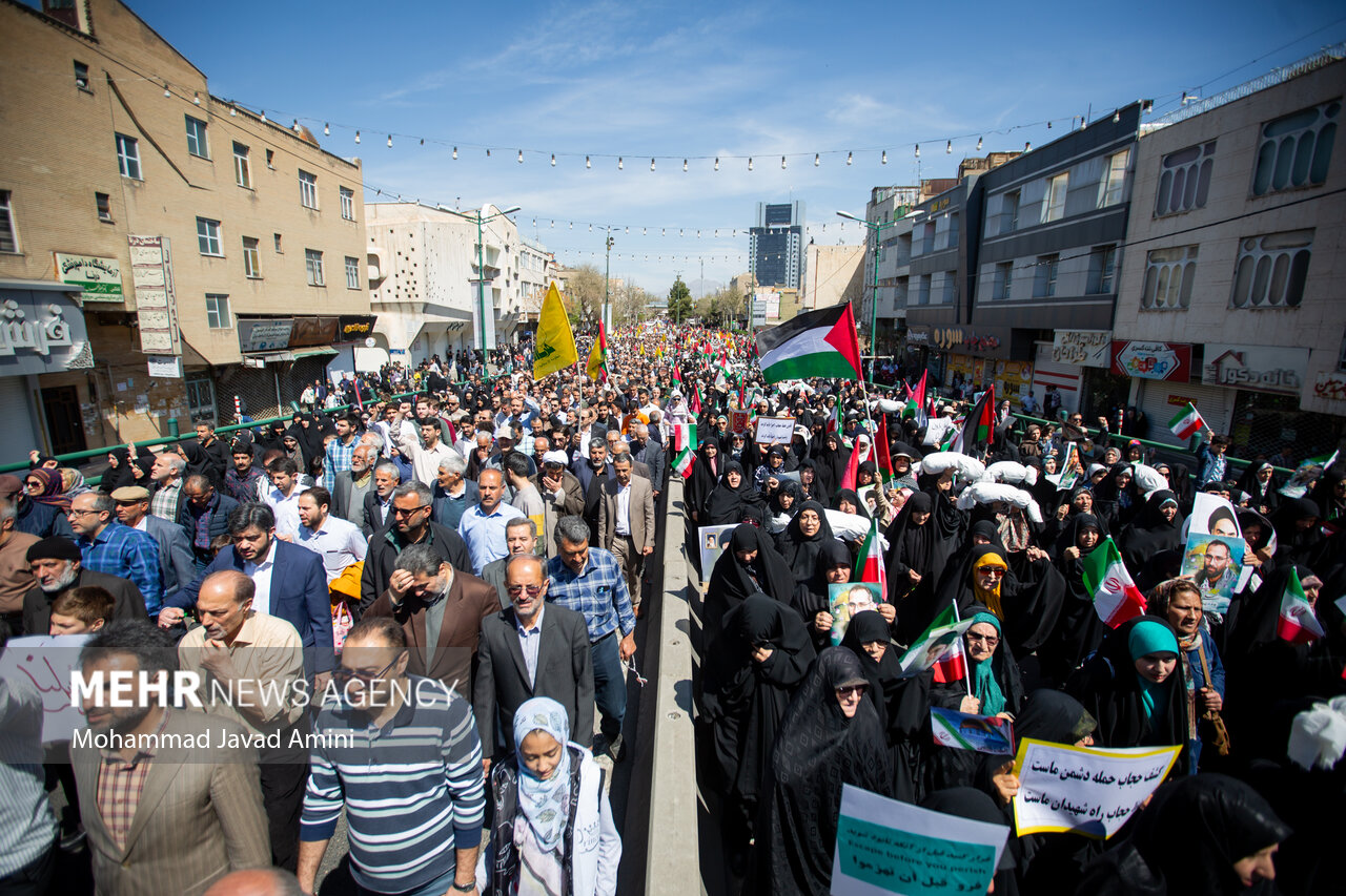 خروش مردم قزوین در حمایت از مردم مظلوم فلسطین