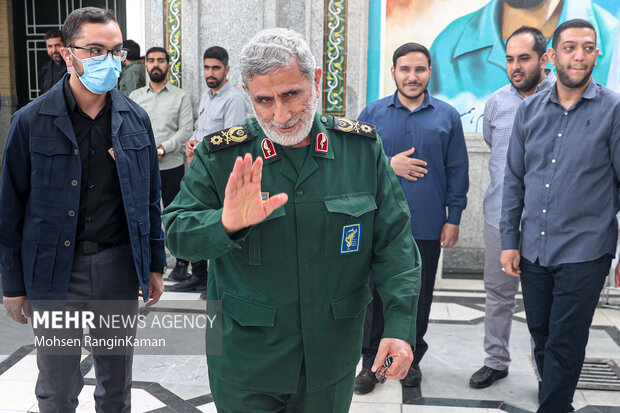 سردار اسماعیل قاآنی در مراسم یادبود شهدای کنسولگری ایران در دمشق
