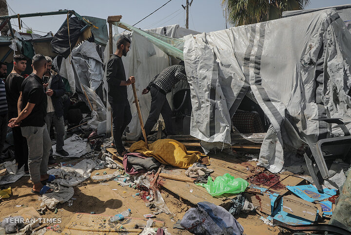 Aftermath of an Israeli air strike on Gaza’s Al-Aqsa hospital courtyard