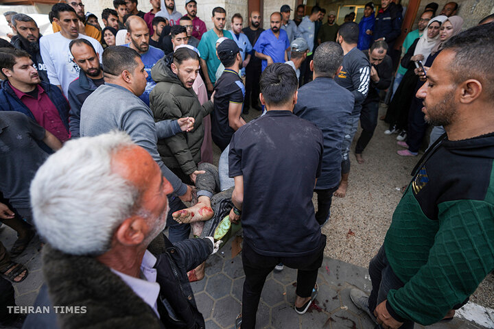 Aftermath of an Israeli air strike on Gaza’s Al-Aqsa hospital courtyard